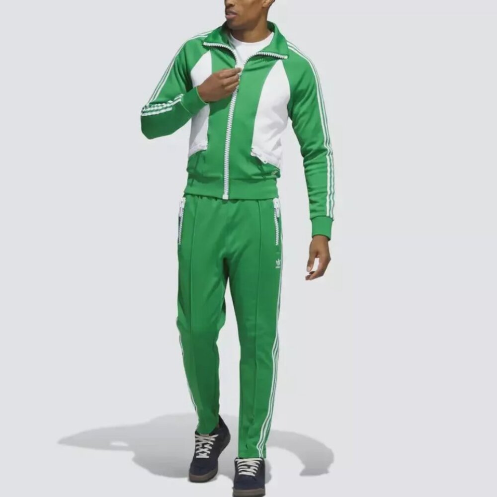 adidas Originals Jeremy Scott Big Zip Tracksuit (Jacket & Pant) Green/White Sz M
